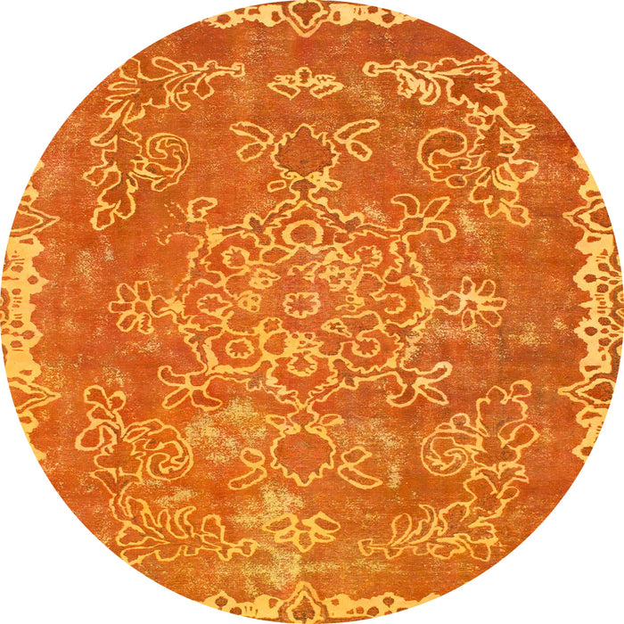 Round Machine Washable Abstract Orange Red Rug, wshabs1277