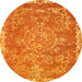 Round Machine Washable Abstract Orange Red Rug, wshabs1277