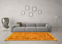 Machine Washable Abstract Yellow Modern Rug, wshabs1277yw