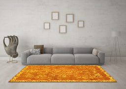 Machine Washable Abstract Yellow Modern Rug in a Living Room, wshabs1277yw