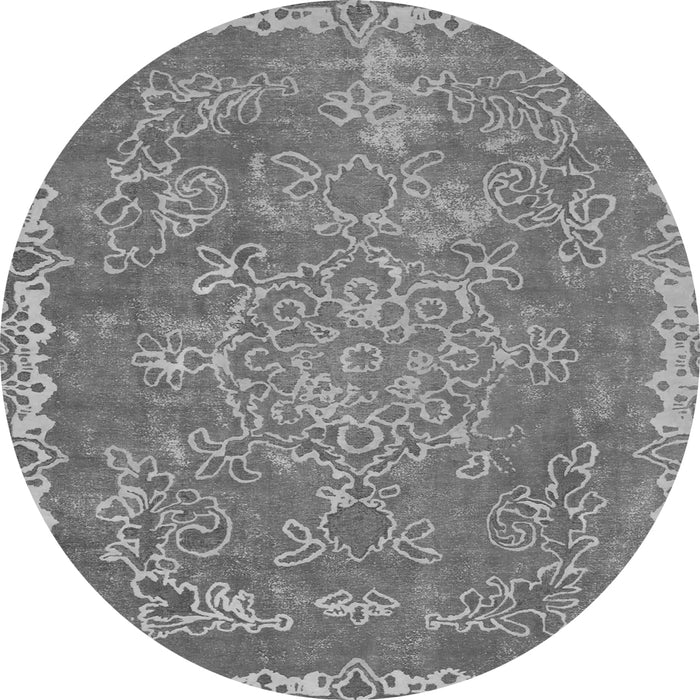 Round Machine Washable Abstract Gray Modern Rug, wshabs1277gry