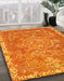 Machine Washable Abstract Orange Red Rug in a Family Room, wshabs1277