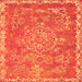 Square Machine Washable Abstract Orange Modern Area Rugs, wshabs1277org