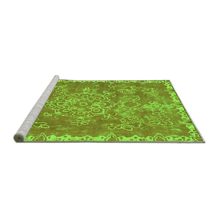 Sideview of Machine Washable Abstract Green Modern Area Rugs, wshabs1277grn