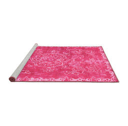 Sideview of Machine Washable Abstract Pink Modern Rug, wshabs1277pnk