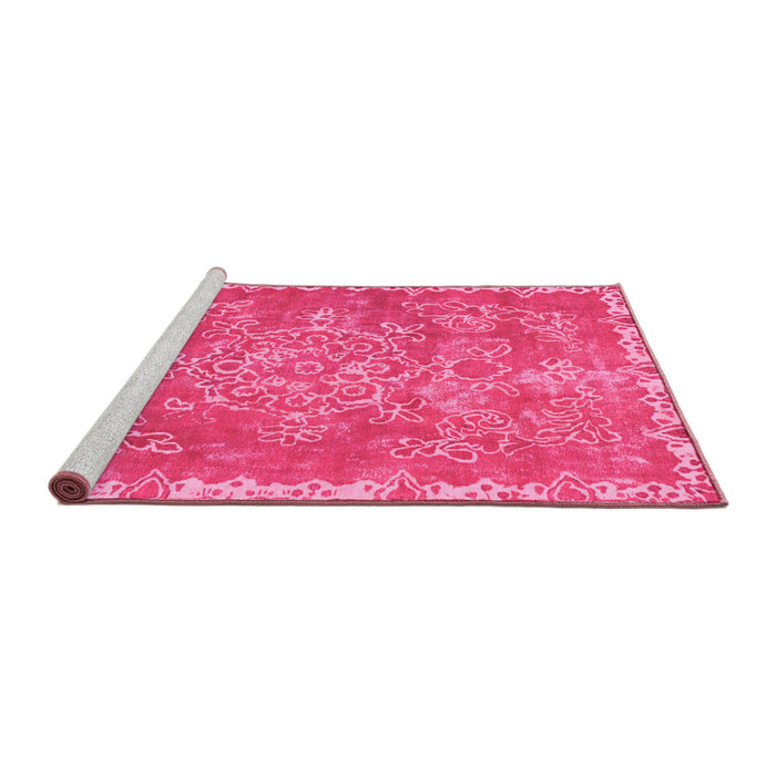 Sideview of Machine Washable Abstract Pink Modern Rug, wshabs1277pnk