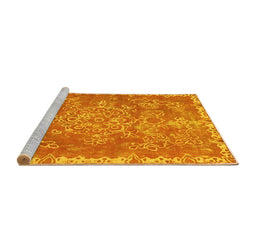 Sideview of Machine Washable Abstract Yellow Modern Rug, wshabs1277yw