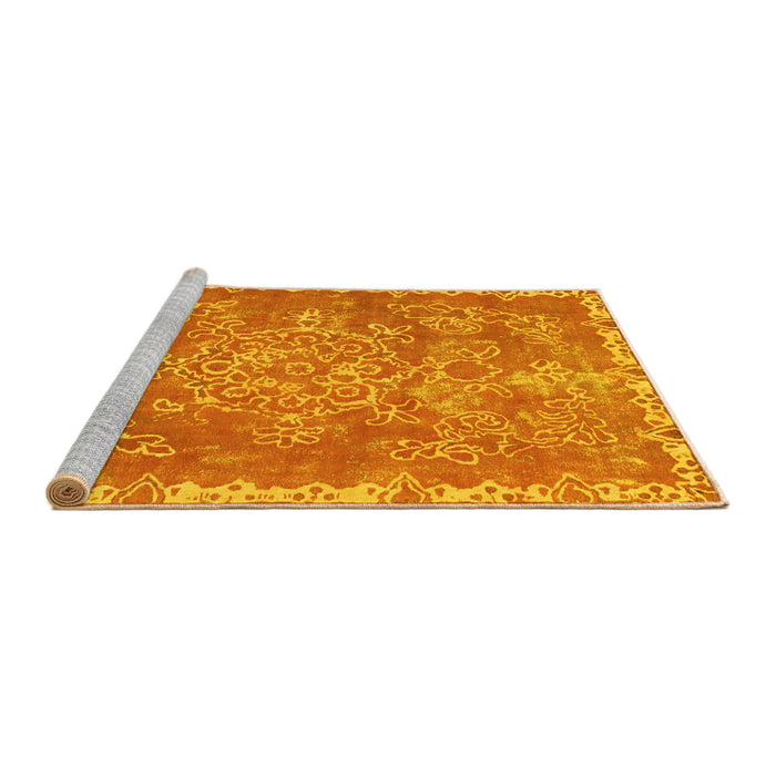 Sideview of Machine Washable Abstract Yellow Modern Rug, wshabs1277yw
