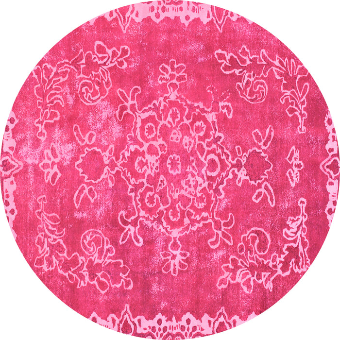 Round Abstract Pink Modern Rug, abs1277pnk