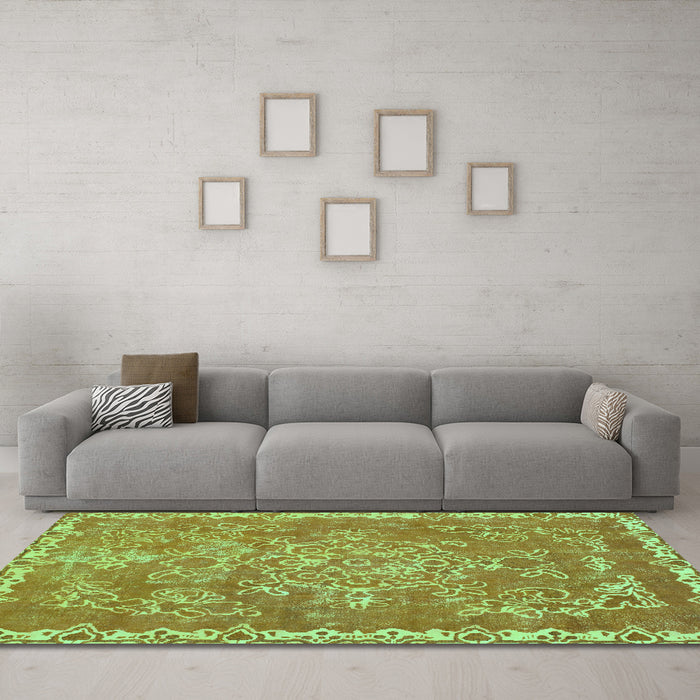 Machine Washable Abstract Turquoise Modern Area Rugs in a Living Room,, wshabs1277turq