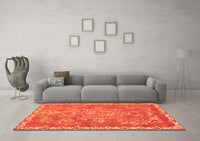 Machine Washable Abstract Orange Modern Rug, wshabs1277org