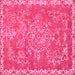 Square Machine Washable Abstract Pink Modern Rug, wshabs1277pnk