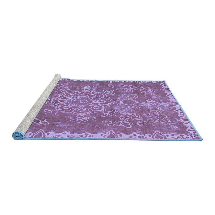 Sideview of Machine Washable Abstract Blue Modern Rug, wshabs1277blu