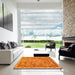 Square Abstract Orange Red Modern Rug in a Living Room, abs1277