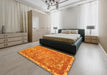 Machine Washable Abstract Orange Red Rug in a Bedroom, wshabs1277