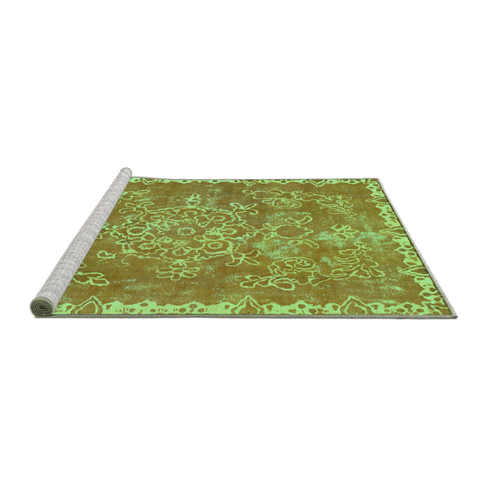 Sideview of Machine Washable Abstract Turquoise Modern Area Rugs, wshabs1277turq