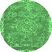 Round Abstract Emerald Green Modern Rug, abs1277emgrn