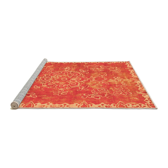 Sideview of Machine Washable Abstract Orange Modern Area Rugs, wshabs1277org