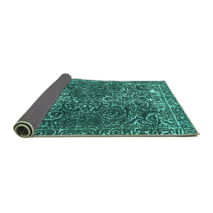 Sideview of Abstract Turquoise Modern Rug, abs1278turq