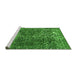 Sideview of Machine Washable Abstract Green Modern Area Rugs, wshabs1278grn