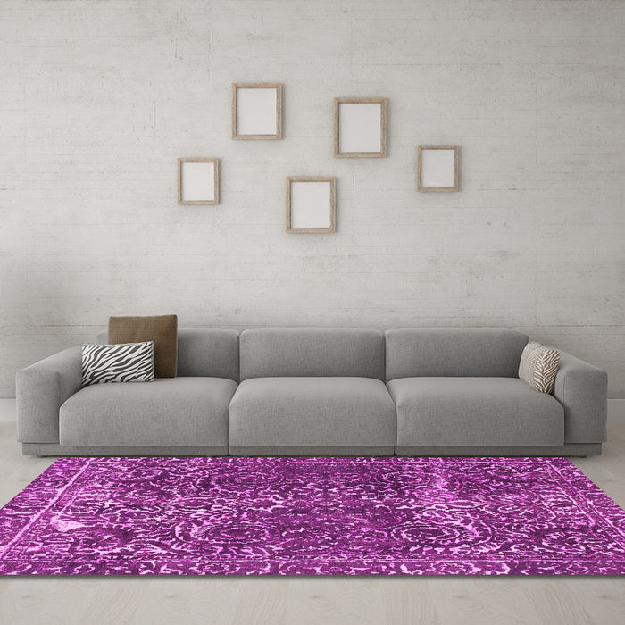 Machine Washable Abstract Pink Modern Rug in a Living Room, wshabs1278pnk