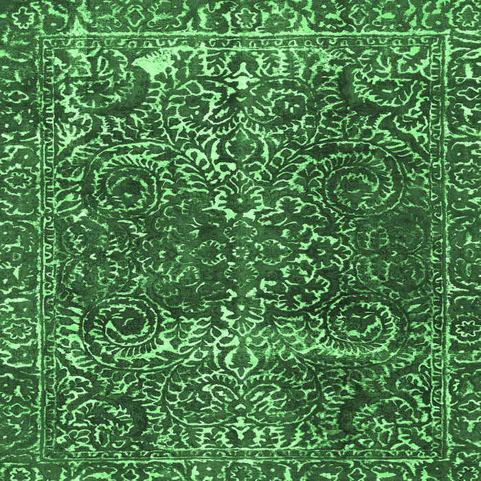 Square Machine Washable Abstract Emerald Green Modern Area Rugs, wshabs1278emgrn