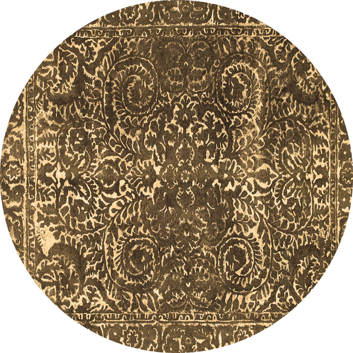 Round Abstract Brown Modern Rug, abs1278brn