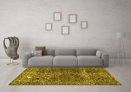 Machine Washable Abstract Yellow Modern Rug in a Living Room, wshabs1278yw