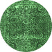 Round Abstract Emerald Green Modern Rug, abs1278emgrn