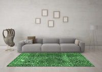 Machine Washable Abstract Emerald Green Modern Rug, wshabs1278emgrn