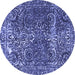 Round Abstract Blue Modern Rug, abs1278blu