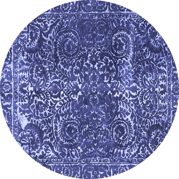 Round Machine Washable Abstract Blue Modern Rug, wshabs1278blu