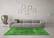 Machine Washable Abstract Green Modern Area Rugs in a Living Room,, wshabs1278grn