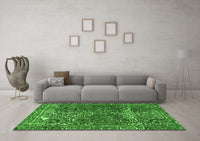 Machine Washable Abstract Green Modern Rug, wshabs1278grn