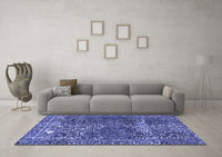 Machine Washable Abstract Blue Modern Rug, wshabs1278blu