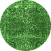 Round Abstract Green Modern Rug, abs1278grn