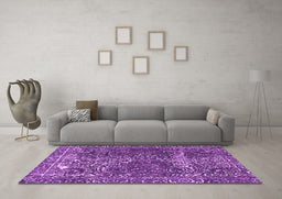 Machine Washable Abstract Purple Modern Area Rugs in a Living Room, wshabs1278pur