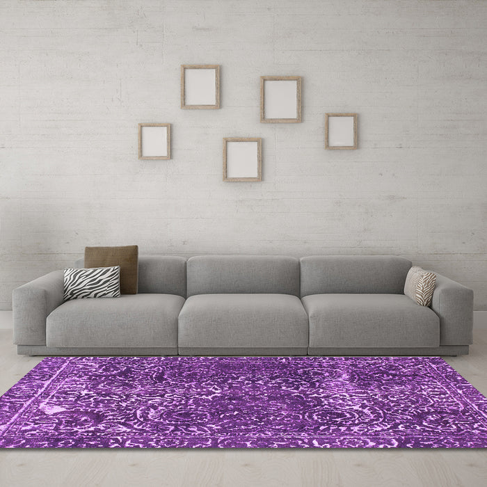 Machine Washable Abstract Purple Modern Area Rugs in a Living Room, wshabs1278pur