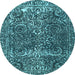 Round Machine Washable Abstract Light Blue Modern Rug, wshabs1278lblu