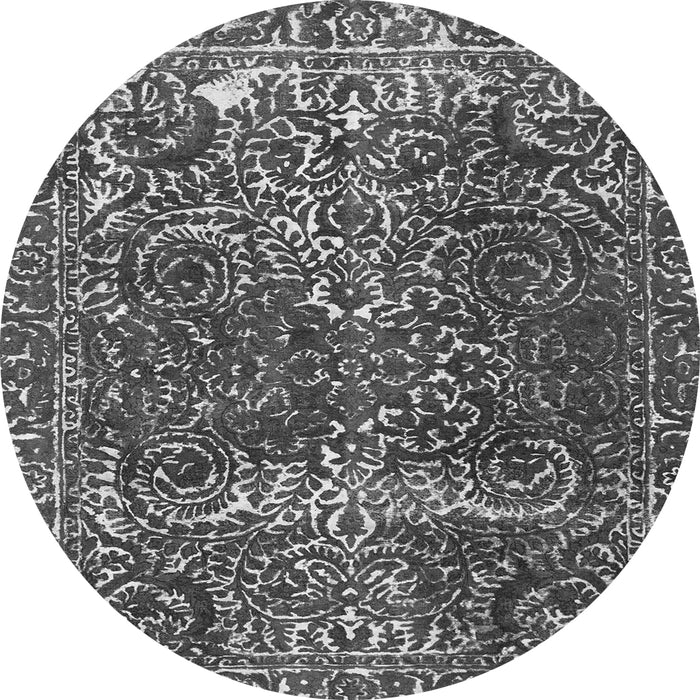 Round Machine Washable Abstract Gray Modern Rug, wshabs1278gry