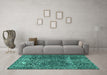 Machine Washable Abstract Turquoise Modern Area Rugs in a Living Room,, wshabs1278turq