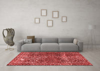 Machine Washable Abstract Red Modern Rug, wshabs1278red