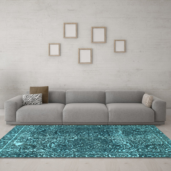 Machine Washable Abstract Light Blue Modern Rug in a Living Room, wshabs1278lblu