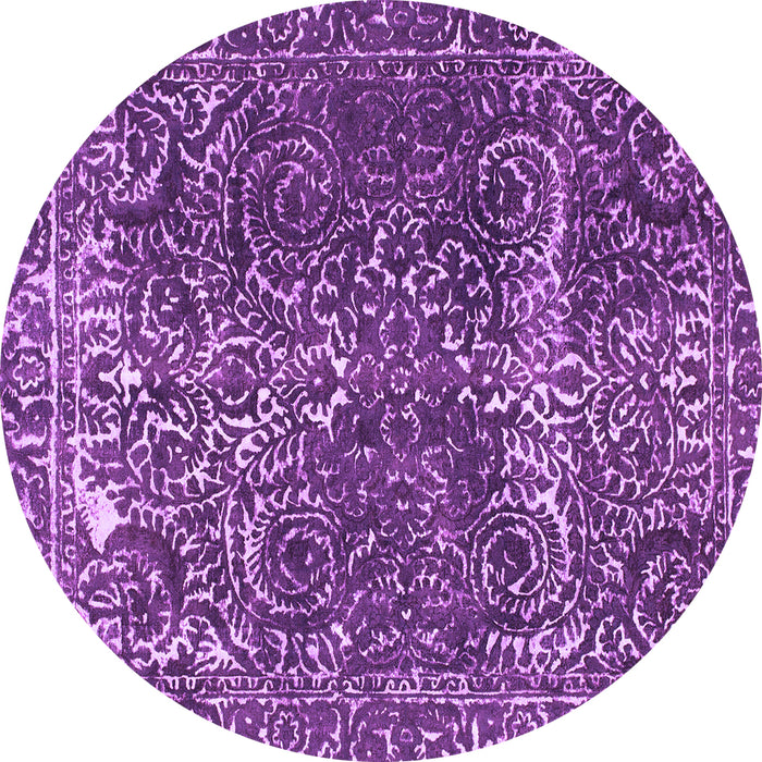 Round Machine Washable Abstract Purple Modern Area Rugs, wshabs1278pur