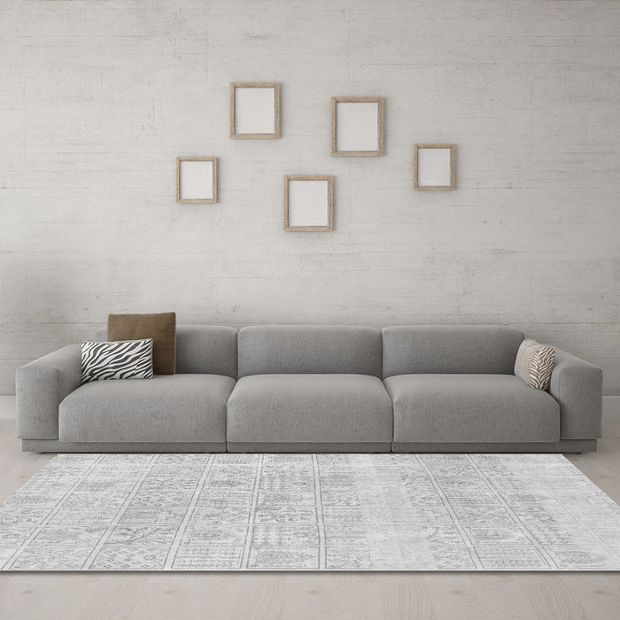 Machine Washable Abstract Gray Modern Rug in a Living Room,, wshabs1279gry