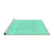 Sideview of Machine Washable Abstract Turquoise Modern Area Rugs, wshabs1279turq