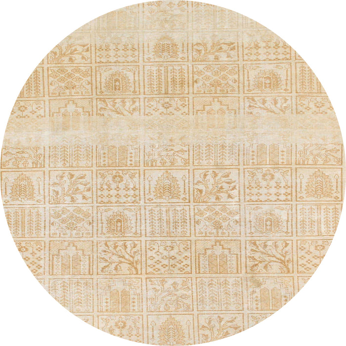 Round Machine Washable Abstract Yellow Rug, wshabs1279