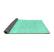 Sideview of Abstract Turquoise Modern Rug, abs1279turq