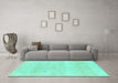 Machine Washable Abstract Turquoise Modern Area Rugs in a Living Room,, wshabs1279turq