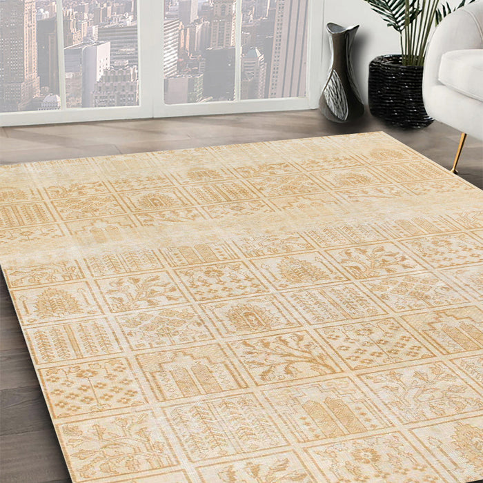 Abstract Yellow Modern Rug in Family Room, abs1279